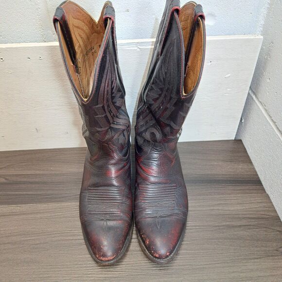 Lucchese 2000 Redish Brown Western Leather Cowboy Boots Size US 9.5 D Men's - Picture 1 of 8